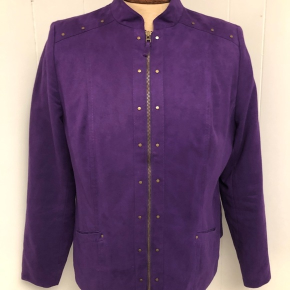 Womens Purple Faux Suede Jacket. Size 14. TanJay. Like NEW - Picture 2 of 9